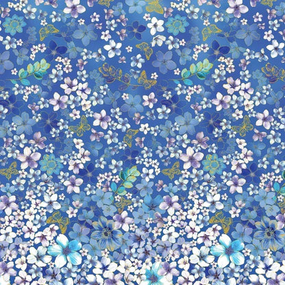 Metallic Impressions- Cobalt Metallic Impressions Meadow: Sold By The 1/2 yard