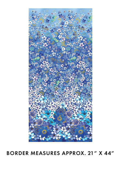 Metallic Impressions- Cobalt Metallic Impressions Meadow: Sold By The 1/2 yard