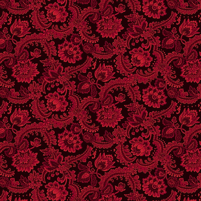 Scrap Basket Favorites- Cranberry Fancy Foulard: Sold by the 1/2 yard