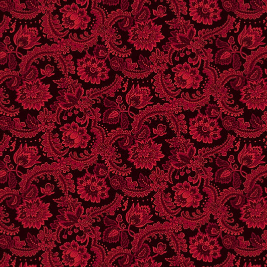 Scrap Basket Favorites- Cranberry Fancy Foulard: Sold by the 1/2 yard