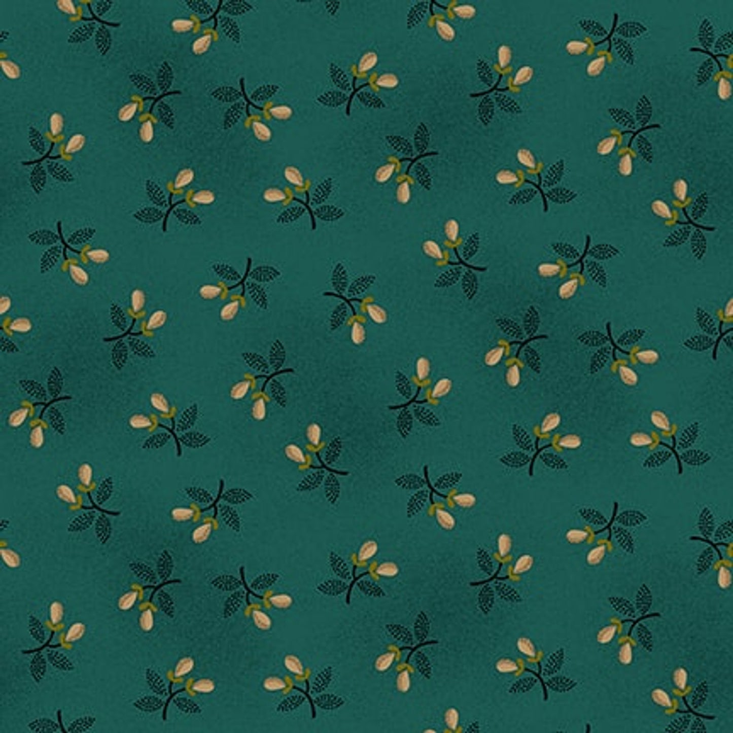Scrap Basket Favorites- Teal Tossed Pears: Sold by the 1/2 yard