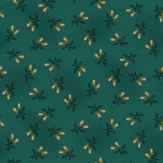 Scrap Basket Favorites- Teal Tossed Pears: Sold by the 1/2 yard