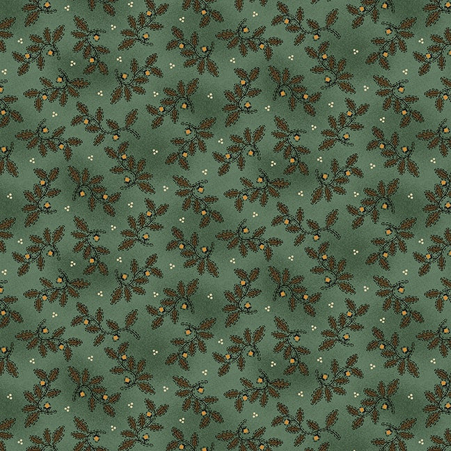 Scrap Basket Favorites- Blue Acorn Branches: Sold by the 1/2 yard