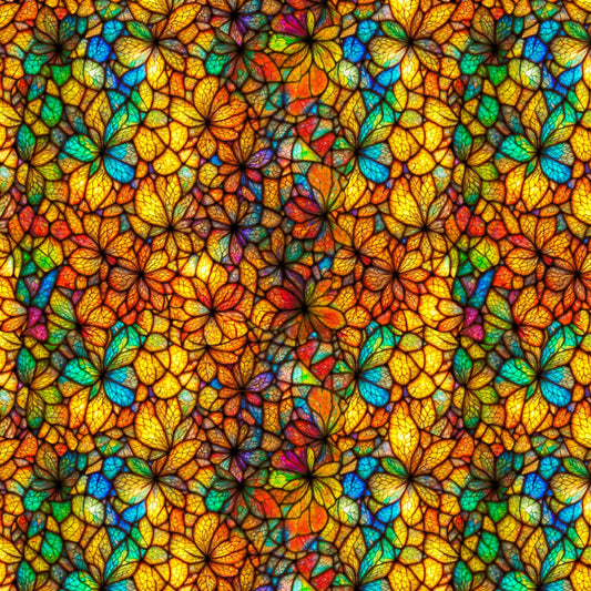 Sonny in the Sunflowers- Multi Stained Glass Petals: Sold by the 1/2 yard.