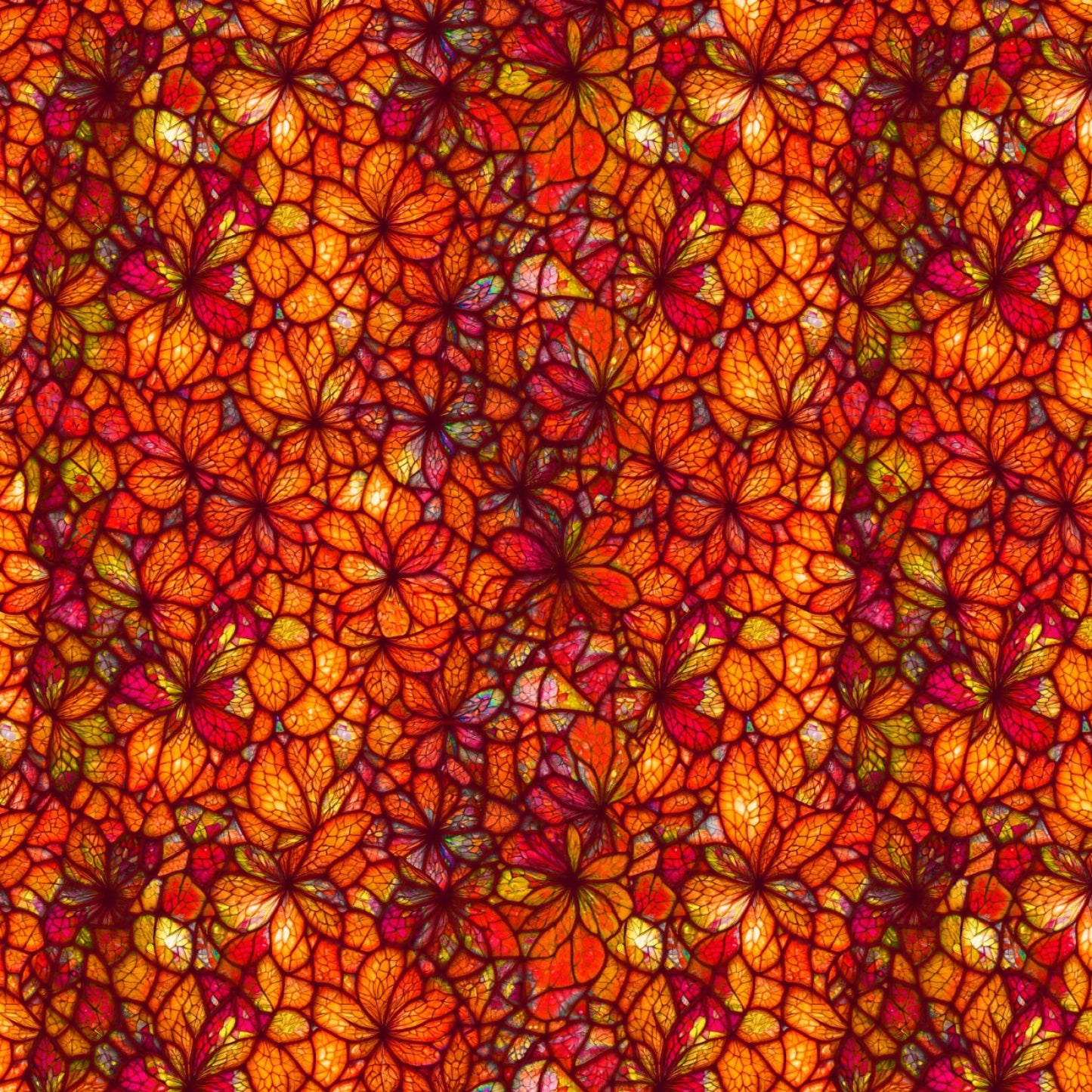 Sonny in the Sunflowers- Orange Stained Glass Petals: Sold by the 1/2 yard.