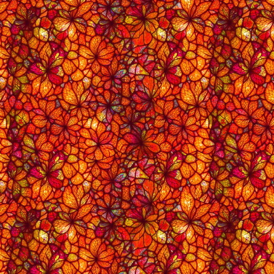 Sonny in the Sunflowers- Orange Stained Glass Petals: Sold by the 1/2 yard.
