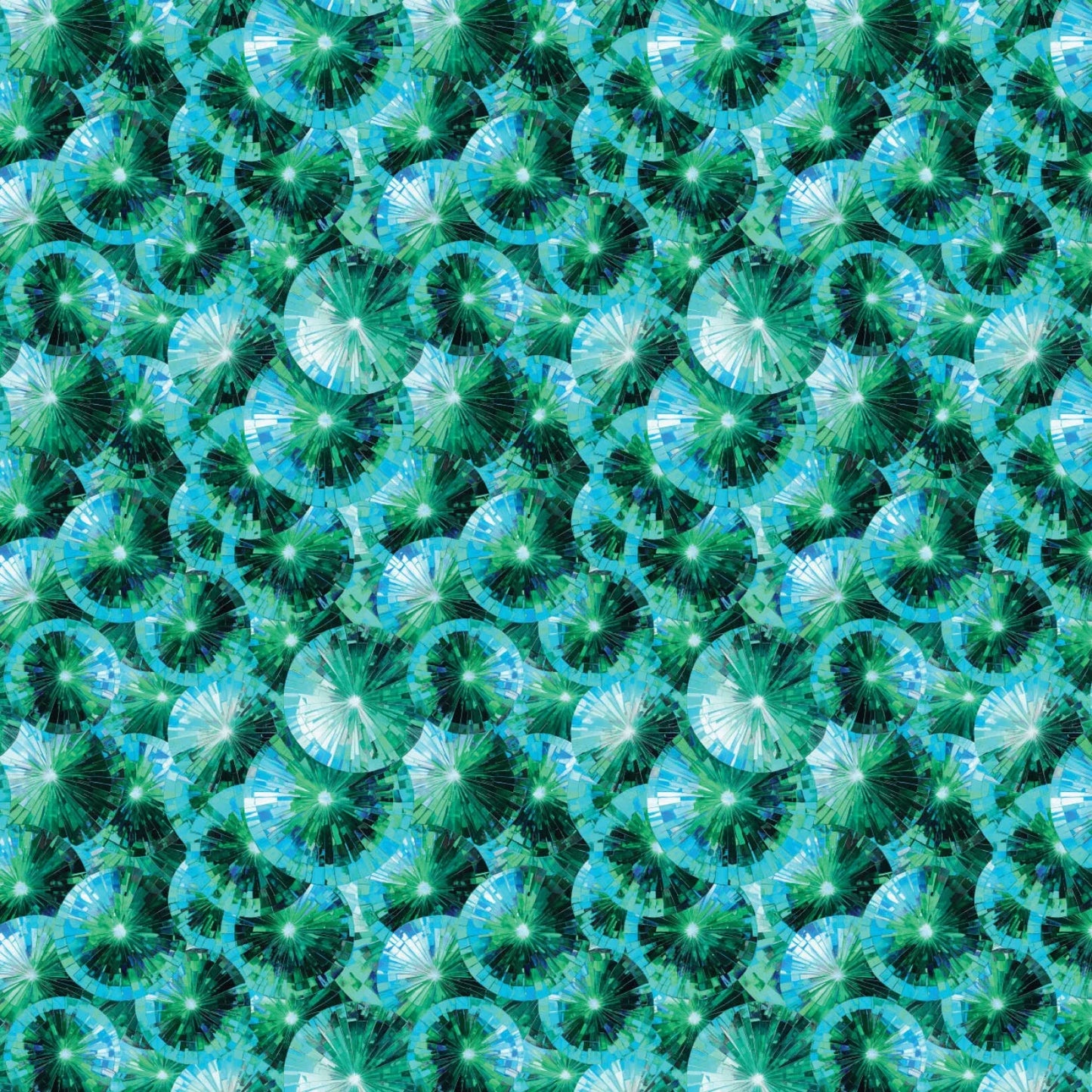 Kaleidoscope Collection- Aqua Stained Glass Umbrellas: Sold by the 1/2 yard.