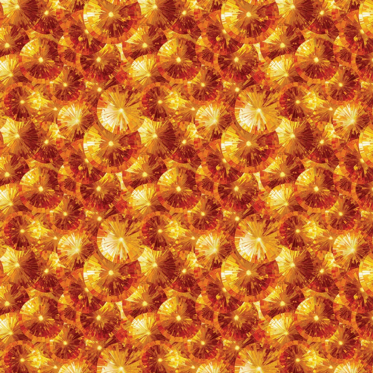 Kaleidoscope Collection- Orange Stained Glass Umbrellas: Sold by the 1/2 yard.
