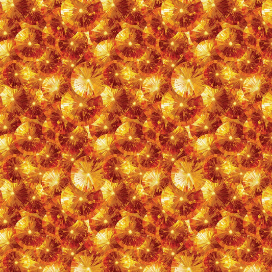 Kaleidoscope Collection- Orange Stained Glass Umbrellas: Sold by the 1/2 yard.
