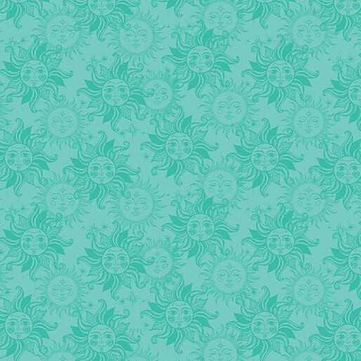 Celestial Skies- Medium Turquoise Sun Tonal: Sold By The 1/2 yard