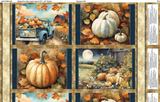 Glorious Fall- Multi Placemat 24" Panel: Sold by the Panel