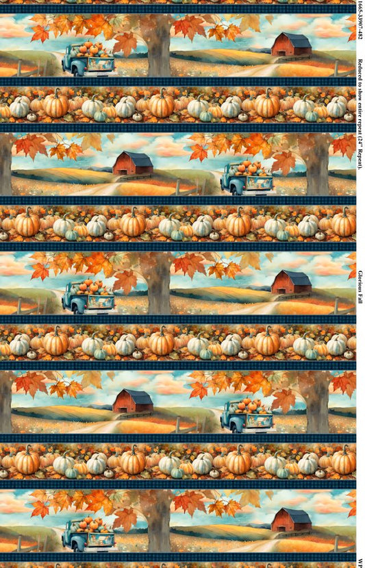 Glorious Fall- Multi Repeating Stripe: Sold by the 1/2 Yard