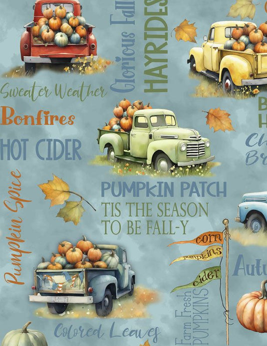Glorious Fall- Blue Large All Over: Sold by the 1/2 Yard