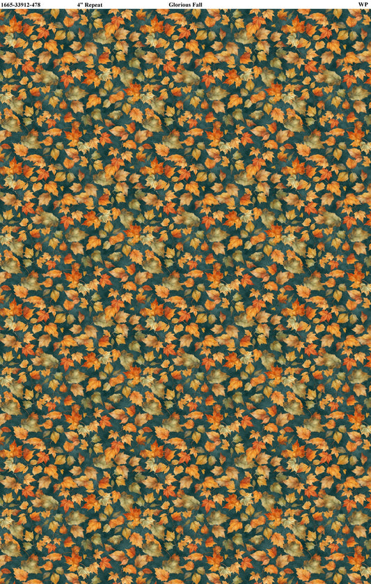 Glorious Fall- Blue Leaves: Sold by the 1/2 Yard