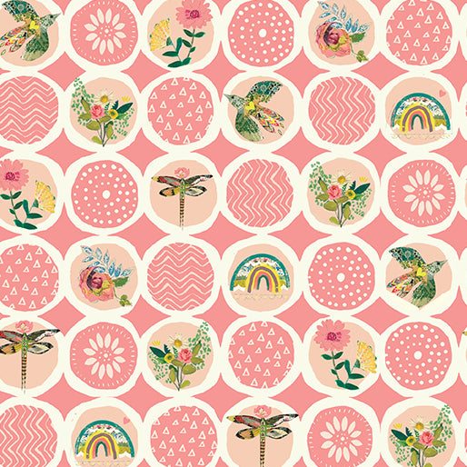 Follow Your Joy- Rose Sunshine Circles: Sold By The 1/2 Yard