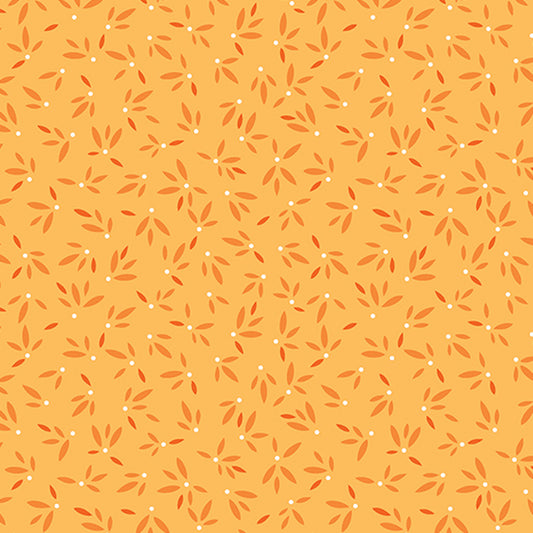 Flora and Fauna, Midnight- Honey Leaves: Sold By The 1/2 Yard