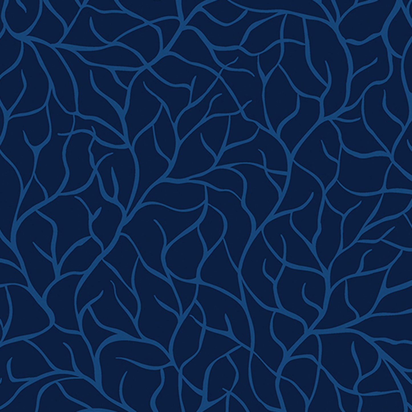 Flora and Fauna, Midnight- Sapphire Branches: Sold By The 1/2 Yard