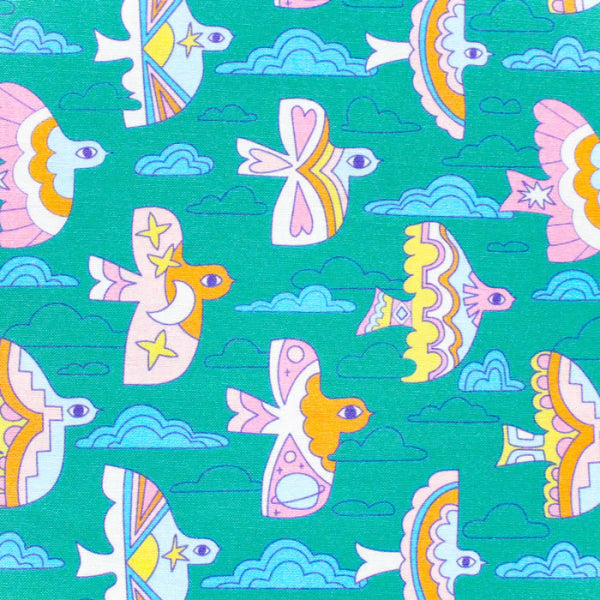 High in the Sky- Turquoise Sky Parade: Sold by the 1/2 Yard