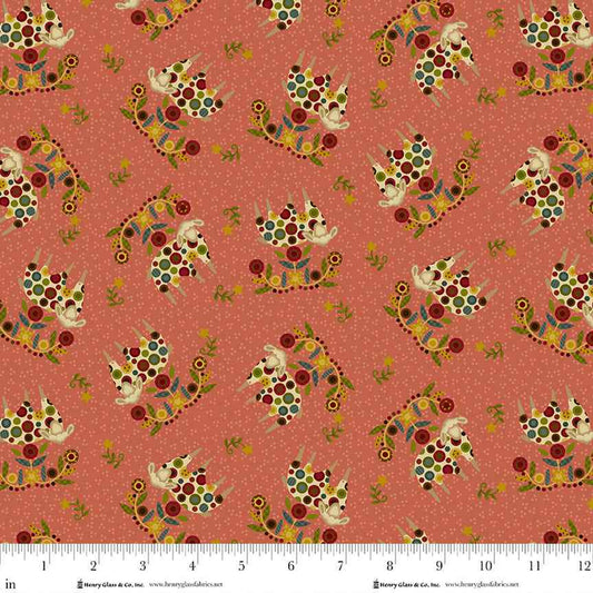 Pennyberry Farm- Pink Feeling Sheepish: Sold by the 1/2 yard
