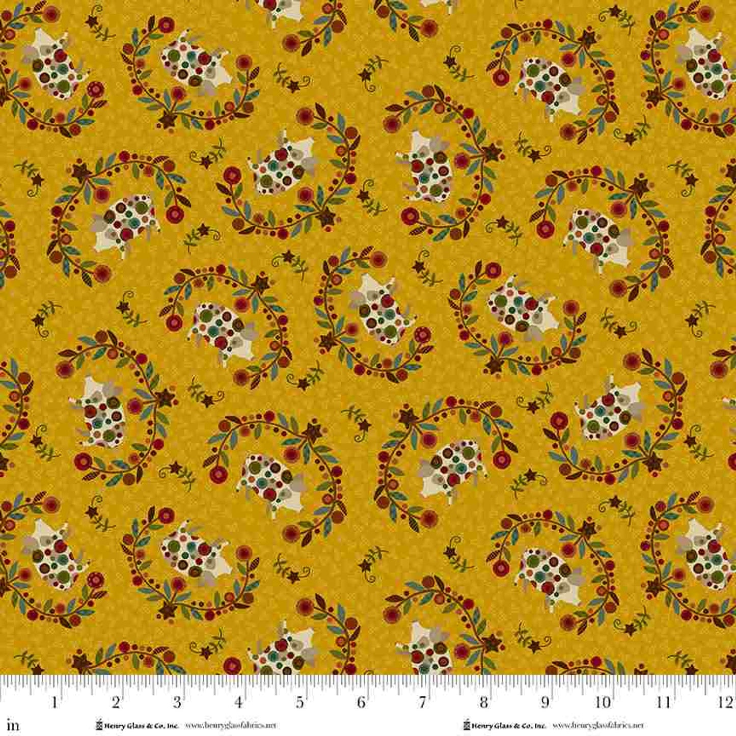 Pennyberry Farm- Yellow Hogging Attention: Sold by the 1/2 yard