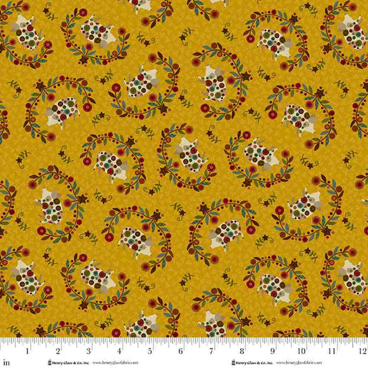 Pennyberry Farm- Yellow Hogging Attention: Sold by the 1/2 yard