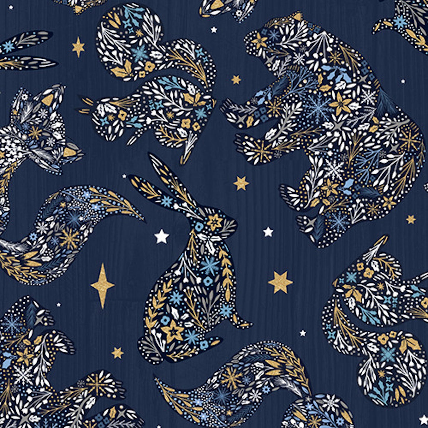 Majestic Winter- Navy Majestic Animals with Gold Glitter