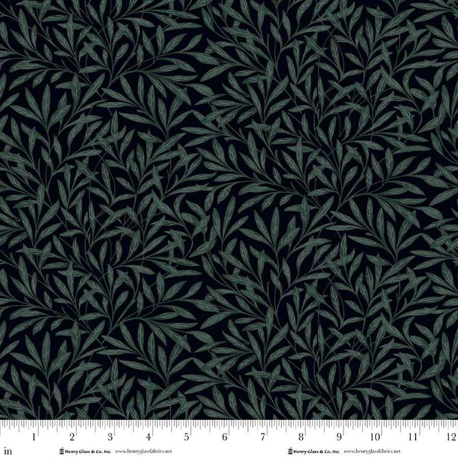 Serenade- Navy Foliage: Sold By The 1/2 Yard