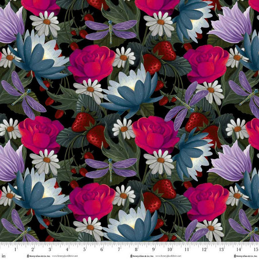 Serenade- Black Floral: Sold By The 1/2 Yard