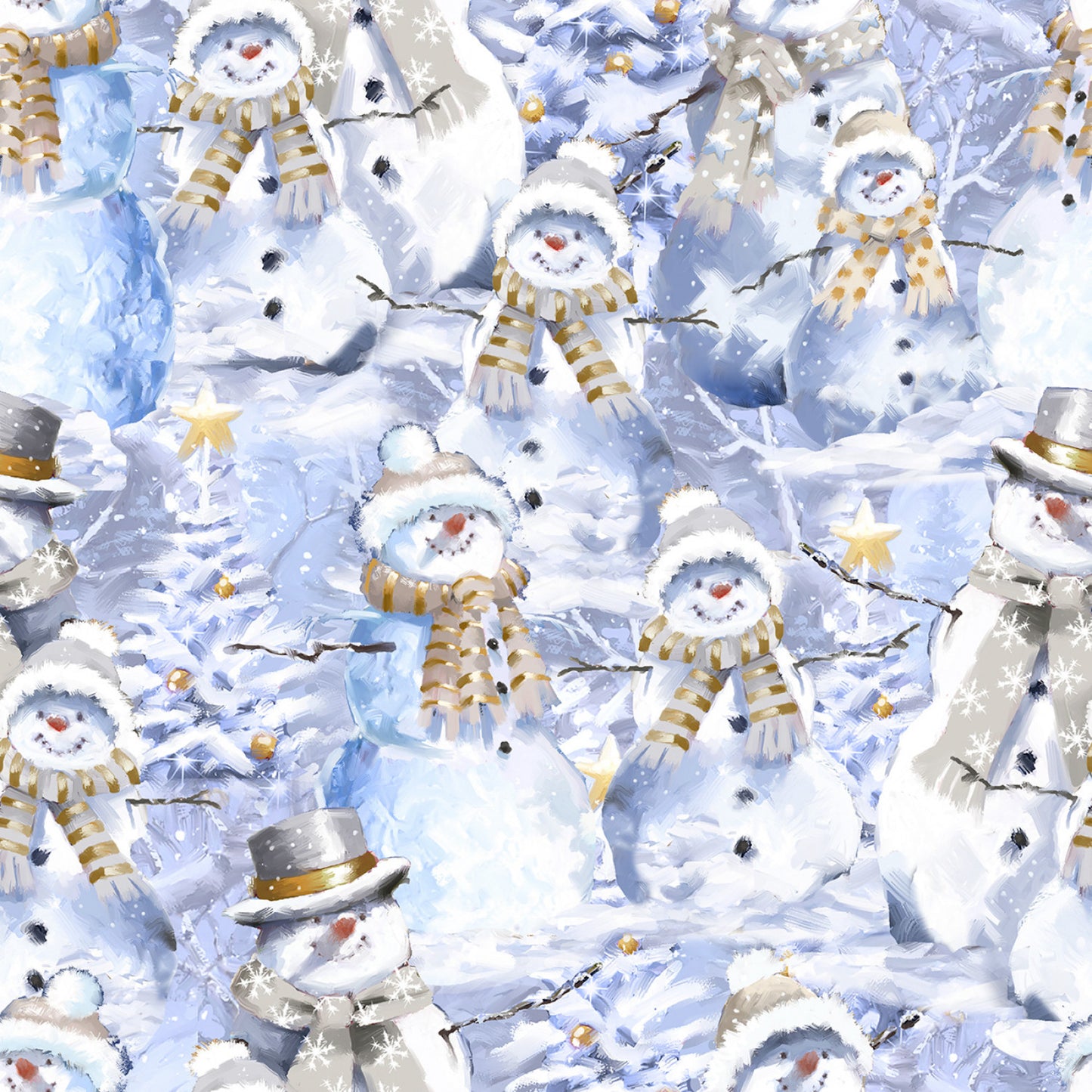 Here Comes Santa- Multi Frosty Friends: Sold by the 1/2 yard