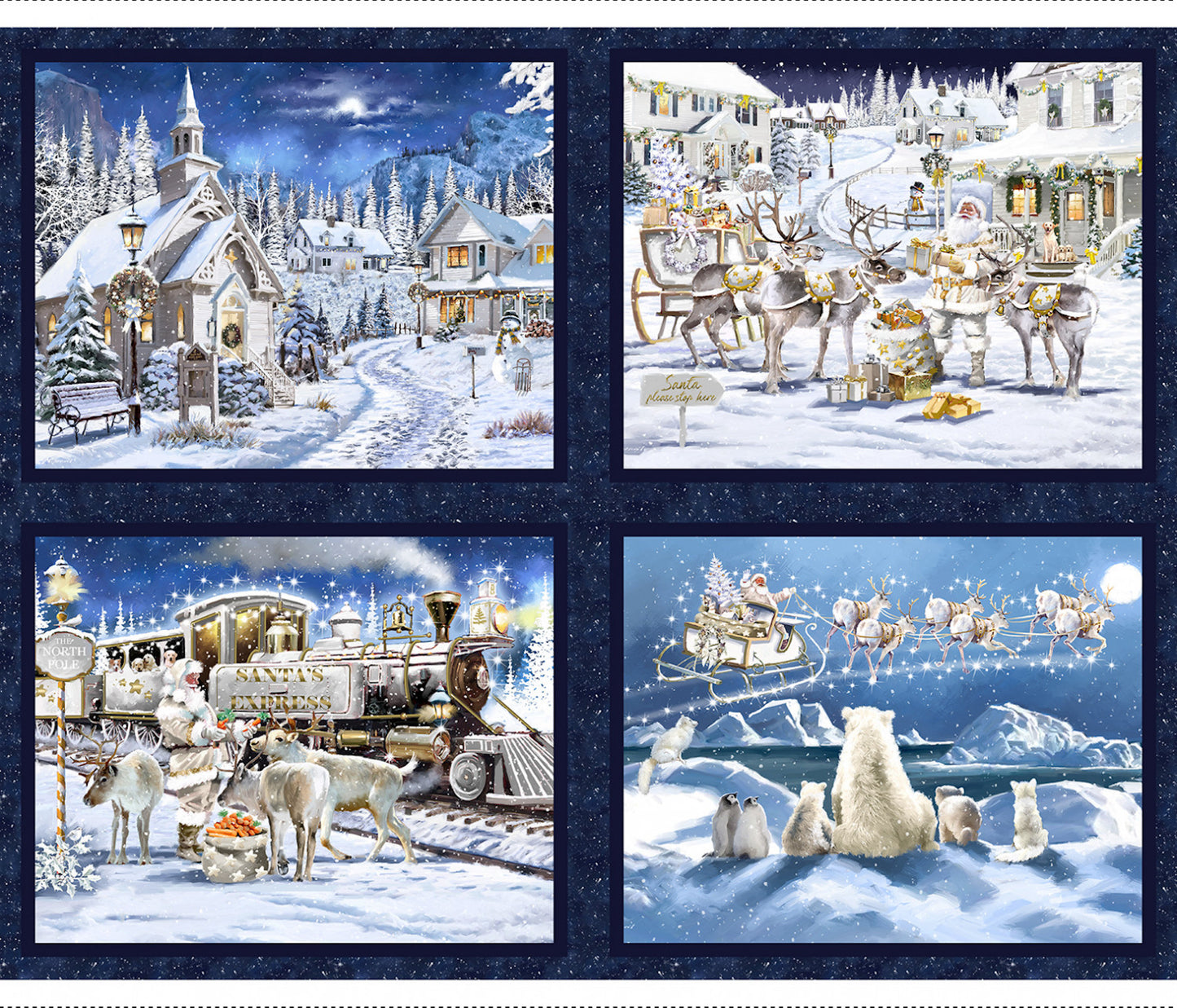 Here Comes Santa 36in Panel: Sold by the Panel