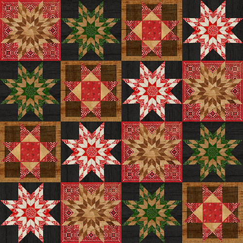 Hold Your Horses- Multi Barnstar Quilt: PRE-ORDER, Sold by the 1/2 yard.