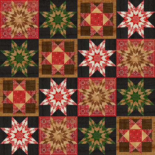 Hold Your Horses- Multi Barnstar Quilt: Sold by the 1/2 yard.