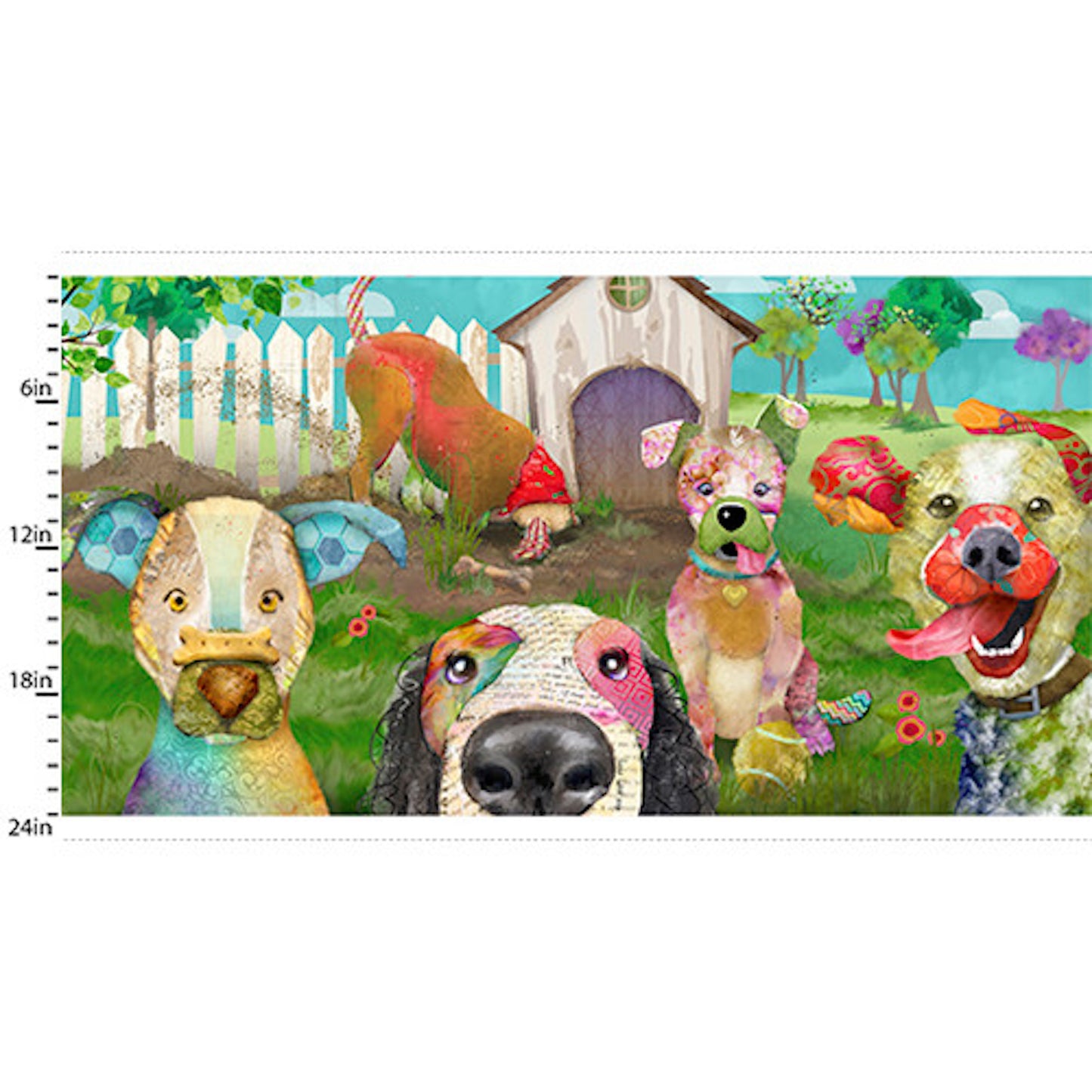 Raise The Woof- Multi Pawsome Friends 24" Panel: Sold by the panel