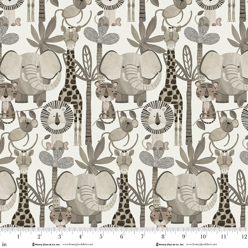 Jungle Romp- Multi Jungle Animals: Sold by the 1/2 yard