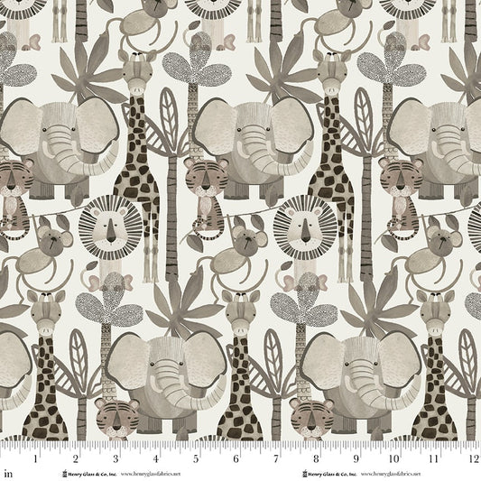 Jungle Romp- Multi Jungle Animals: Sold by the 1/2 yard