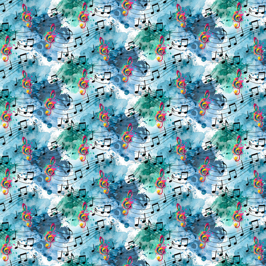 Play That Donkey Music- Blue Donkey Music: Sold by the 1/2 yard
