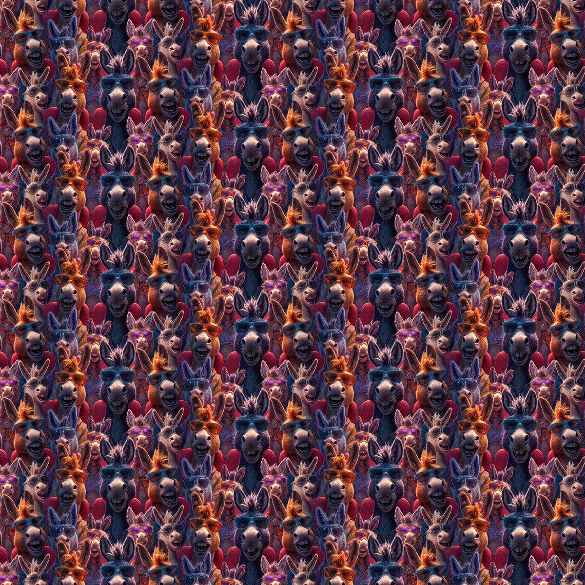 Play That Donkey Music- Multi Hype Herd: Sold by the 1/2 yard