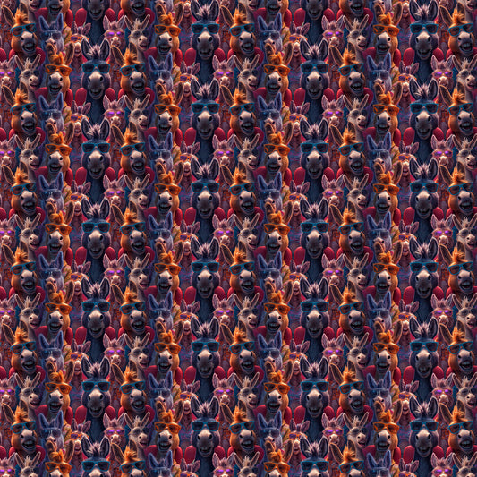 Play That Donkey Music- Multi Hype Herd: Sold by the 1/2 yard