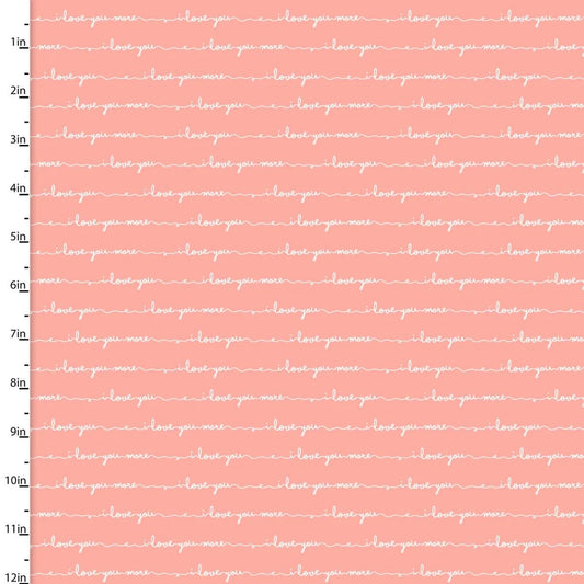 Let's Celebrate, Pop the Bubbly- Coral I Love You More: Sold by the 1/2 yard