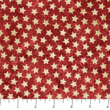 America 250 Stonehenge- Red Beige Stars: Sold By The 1/2 Yard