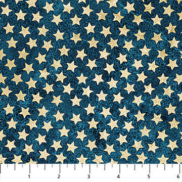 America 250 Stonehenge- Navy Beige Stars: Sold By The 1/2 Yard