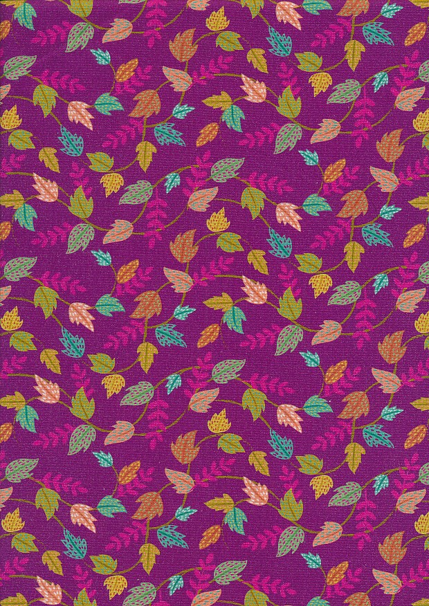 Living Wild- Purple Leaf Vines: Sold by the 1/2 yard