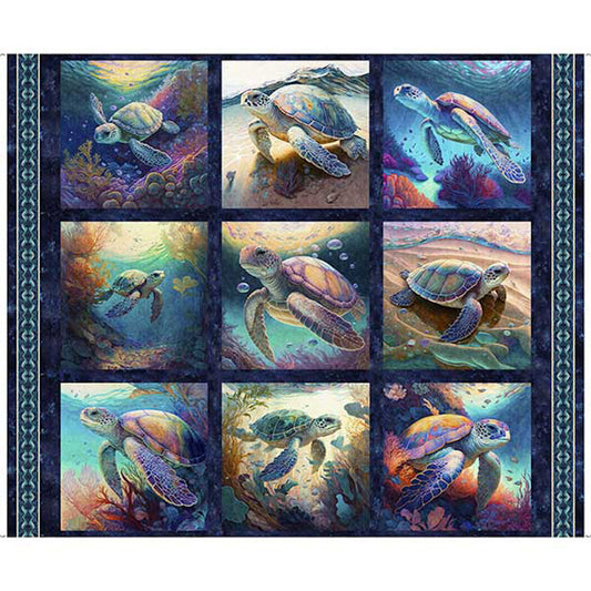 Endless Blues- Sea Turtle Picture Patch : Sold by the panel.