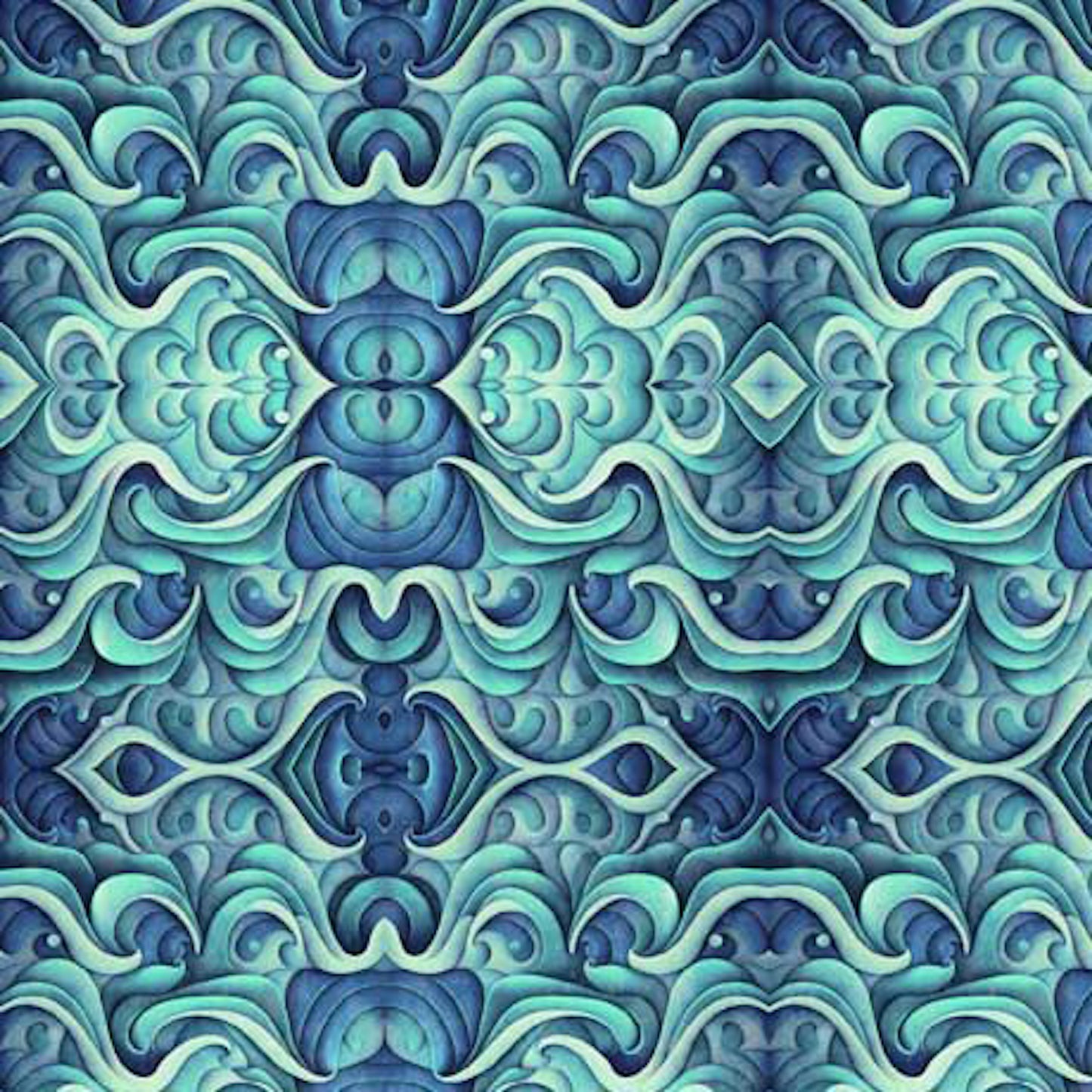 Endless Blues- Geo Medallion: Sold by the 1/2 yard.