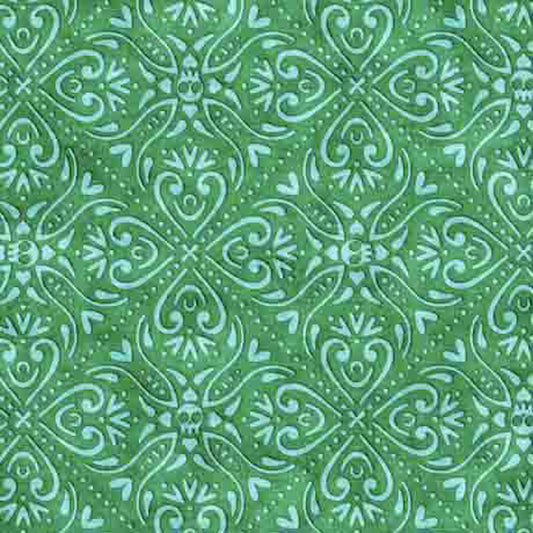 Creepin' It Real- Green Scroll Medallion: Sold by the 1/2 yard.