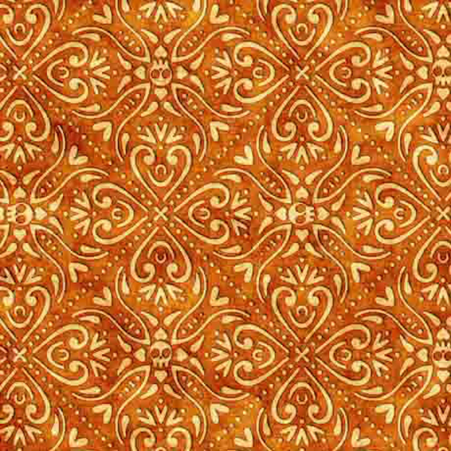 Creepin' It Real- Pumpkin Scroll Medallion: Sold by the 1/2 yard.