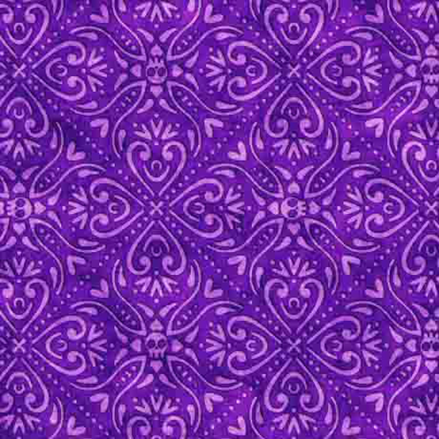 Creepin' It Real- Purple Scroll Medallion: Sold by the 1/2 yard.