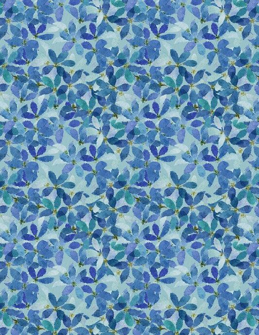 Sunlit Serenade- Blue Medium Floral: Sold by the 1/2 Yard