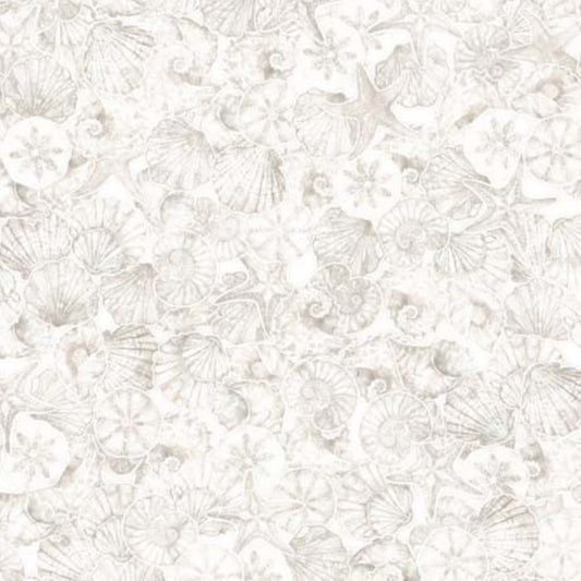 Atlantis- White Shell Tonal: Sold by the 1\2 yard