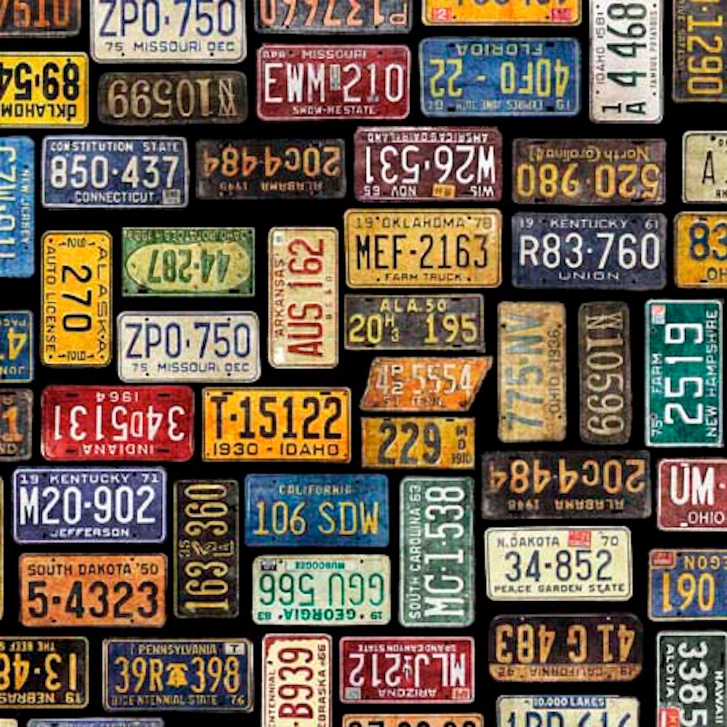 Heavy Metal- Black License Plates: Sold by the 1/2 yard.